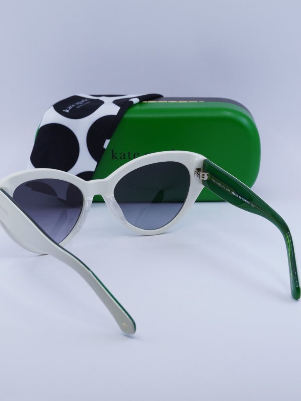 Kate Spade PAISLEIGH/S 0VK6 9O Cat Eye Sunglasses - White/Green\Dark Grey - Picture 10 of 10